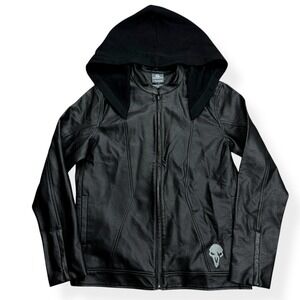 Blizzard Overwatch Reaper Our Universe Faux Leather Hooded Jacket Men's Medium